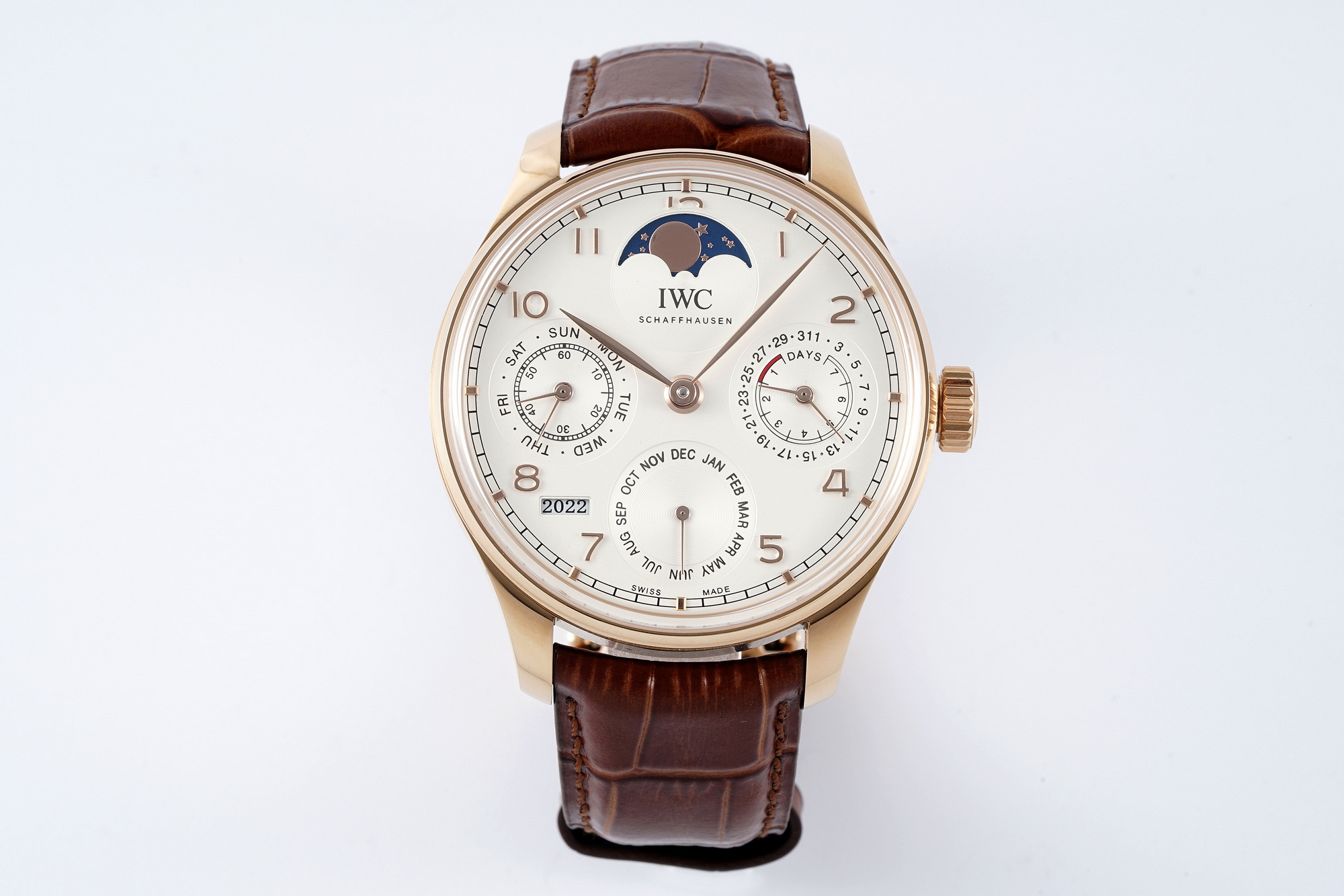 IWC Portuguese series IW503302 perpetual calendar men’s multifunctional mechanical watch equipped with imported 9015 modified cal.82650 movement, diameter 42mm