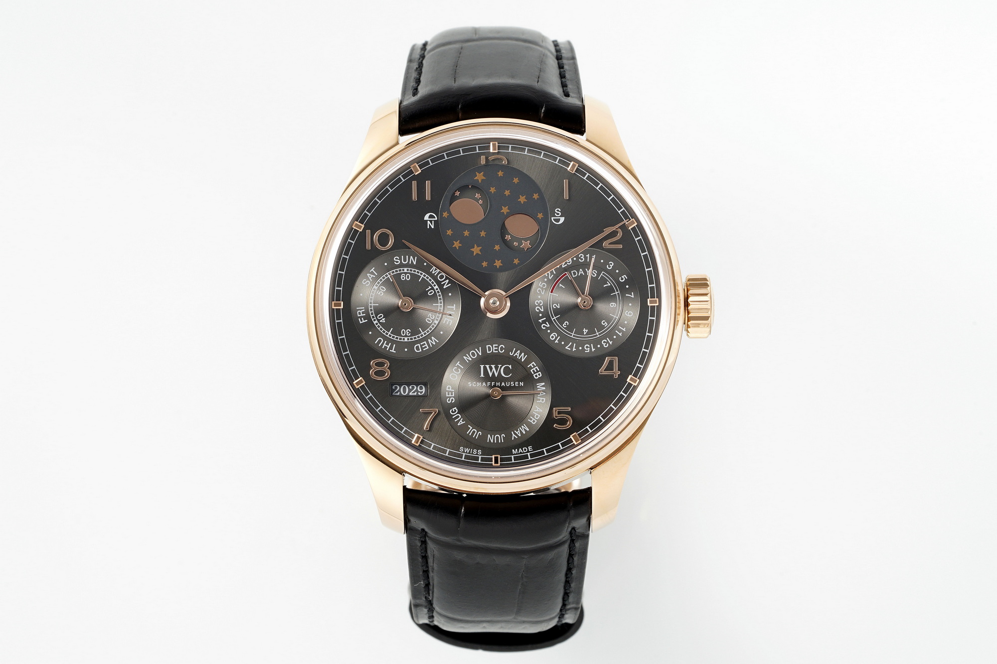 IWC Portuguese series IW503302 perpetual calendar men’s multifunctional mechanical watch equipped with imported 9015 modified cal.82650 movement, diameter 42mm