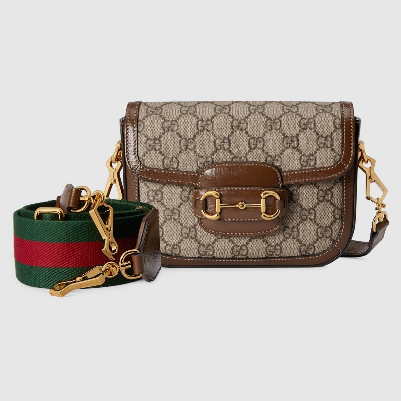 658574 Gucci Horsebit 1955 Series GG Mini Handbag Gucci Saddle Bag Brown