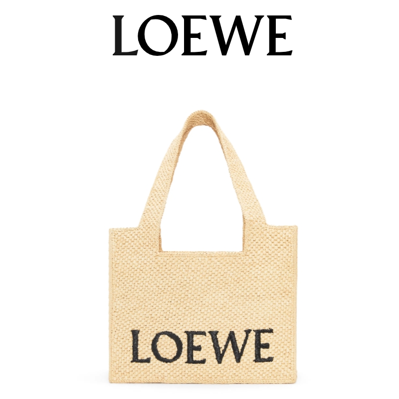 LOEWE Medium Font Tote in Raffia